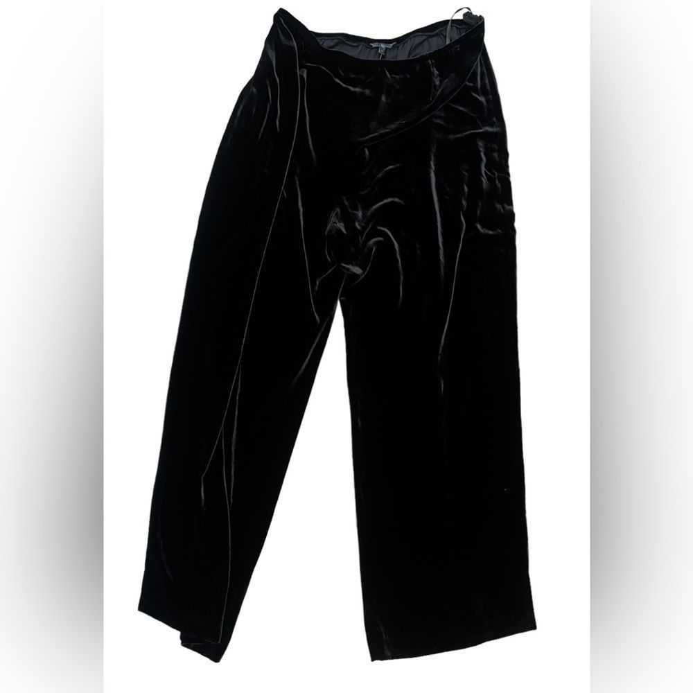 NWT EILEEN FISHER black washable stretch VELVET/SILK PULL ON wide leg pants 1X